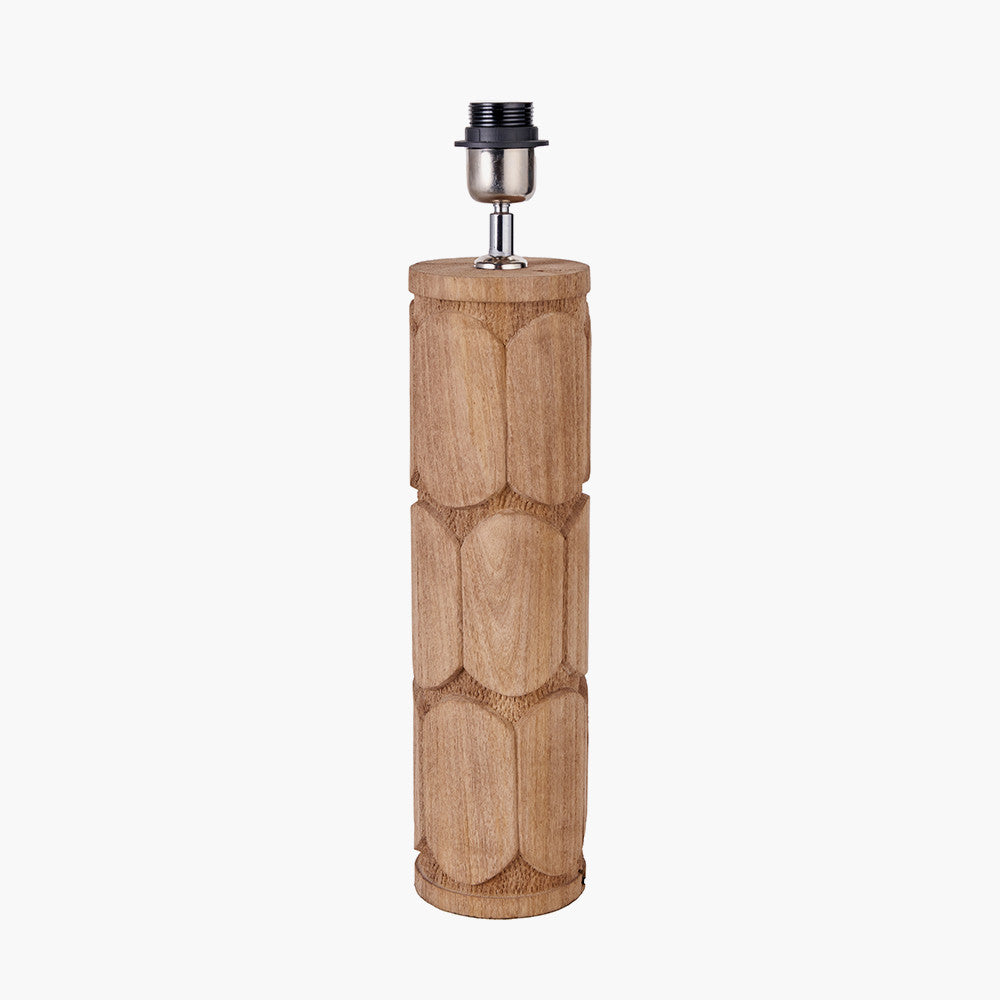 Aurelia Embossed Natural Wood Tall Table Lamp - Base Only